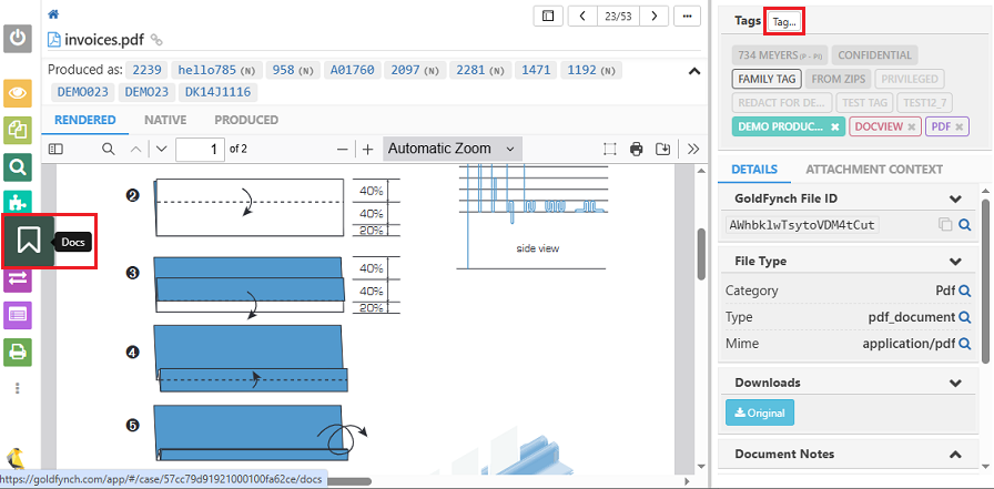 Click on the Tag.. button in the Document Viewer