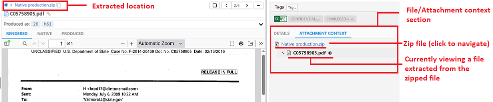 Viewing parent and child for compressed files