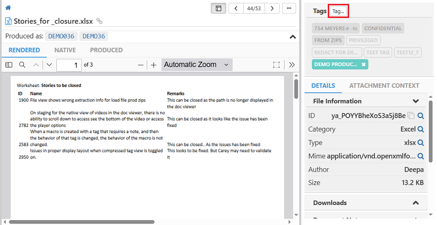Click on the Tag.. button in the Document Viewer