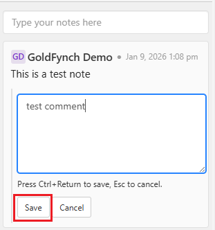 Enter a comment and click on Save