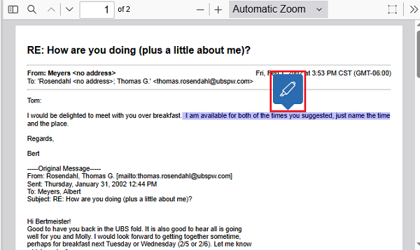 Click on the highlighter icon to annotate the selected text