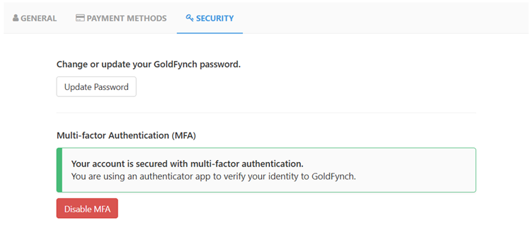 Click on Disable MFA to start the disabling process