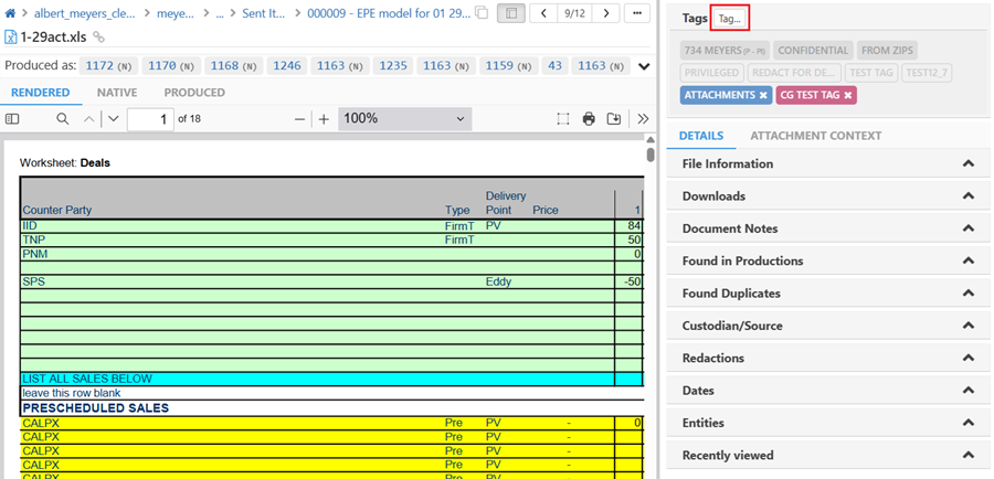 Click on the 'Tag' button in the tag section to apply a tag
