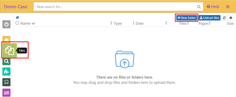 Navigate to the files view and click on +New Folder