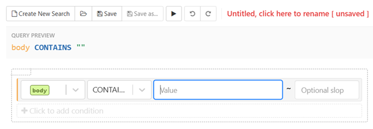 Select parameter and enter values, click to add more conditions