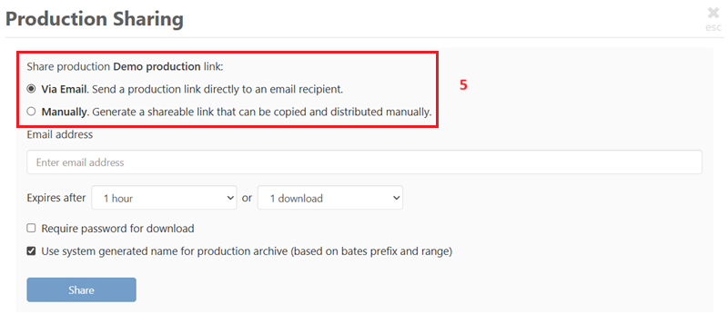 Choose how you want to share the production