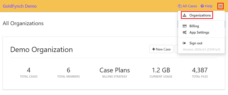 Navigate to the Organization view