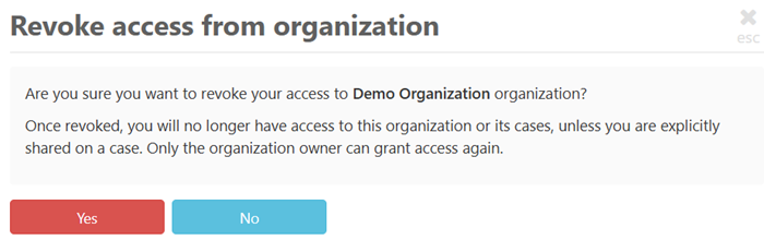 Click yes to confirm revoking access