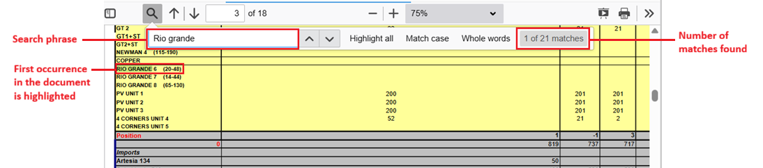 Step through the matches by using the up and down arrows