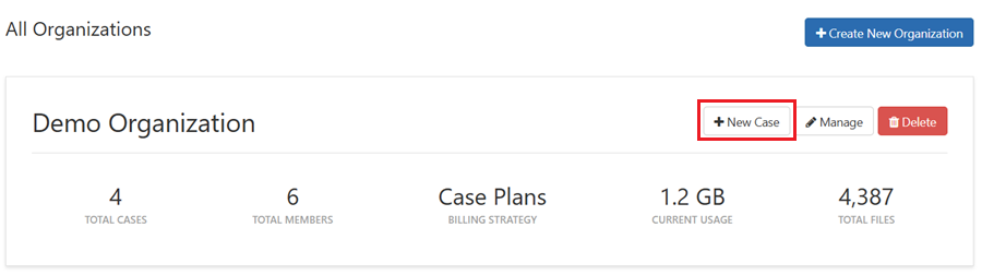 Click on +New Case to create a new case