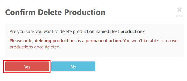 Click on Yes to confirm the deletion