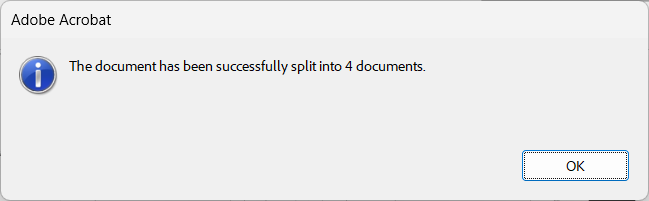 Separate PDFs will be created for each top-level bookmark