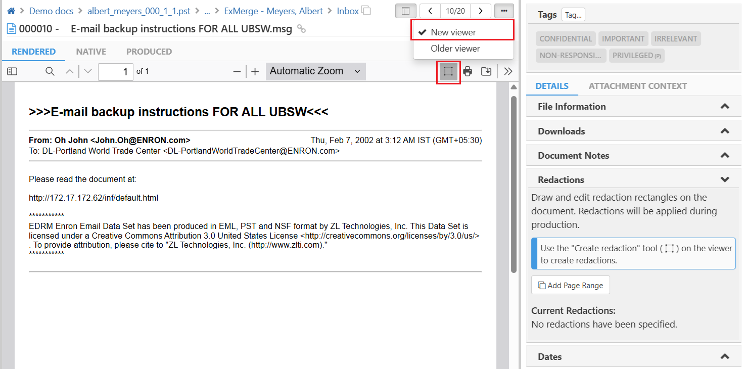 Open the document in the new viewer and click on the 'Draw' redaction icon