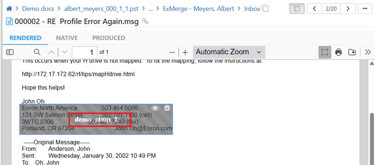 The one-off redaction has been saved to the redaction