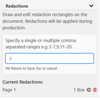 Enter the page number or page ranges