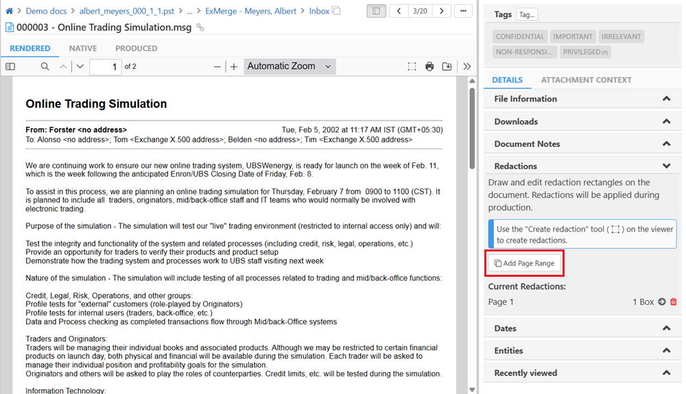 Click on 'Add Page range' and enter the pages or page ranges