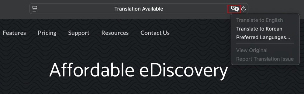 Click on translate in the Smart search field and choose the language