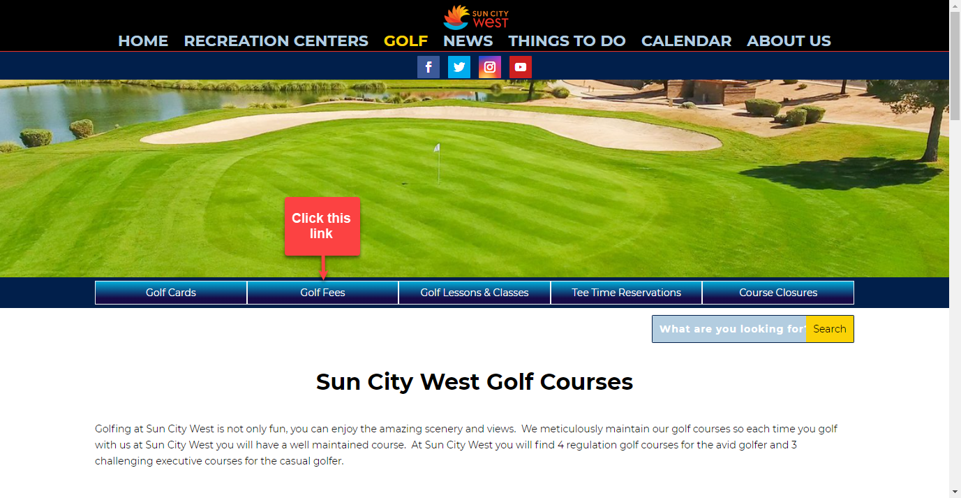 Where can I find Golf Fees (prices)? Sun City West Help Center