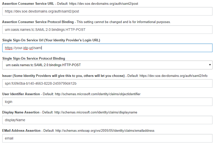 Saml authentication configuration stack overflow enterprise