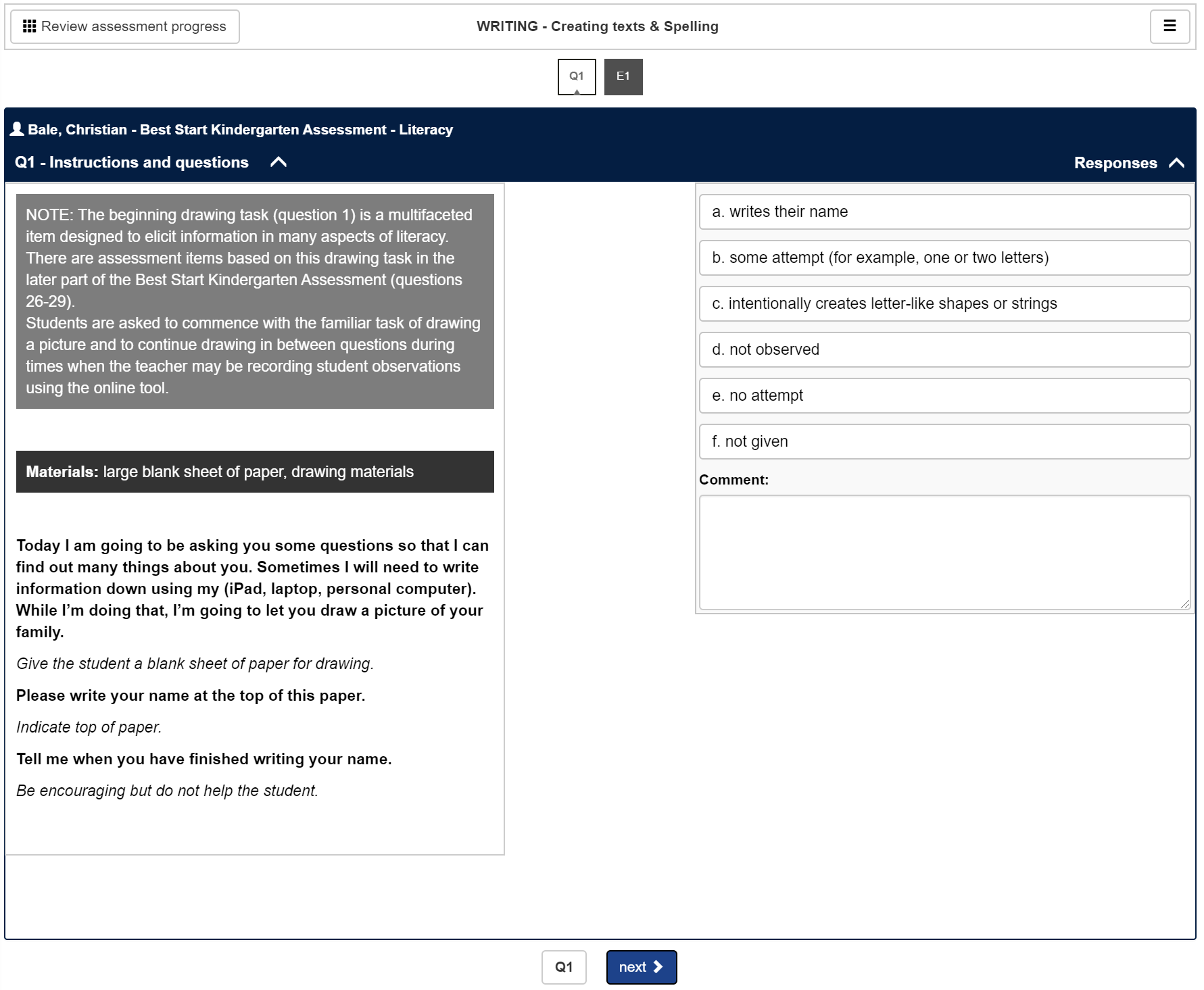 Administer the assessment Assessing Literacy and Numeracy (ALAN) help