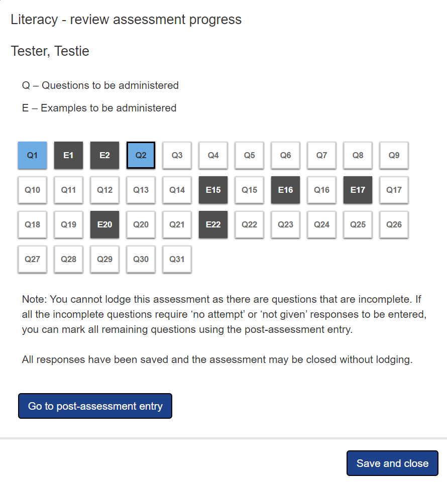 Administer the assessment Assessing Literacy and Numeracy (ALAN) help
