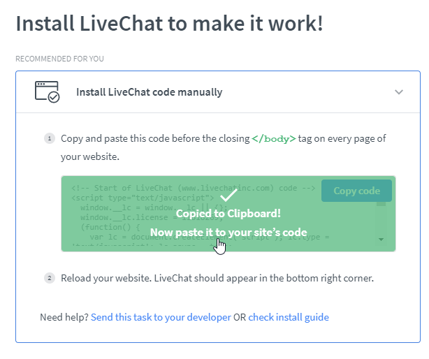 Install Live Chat : preFIX Help Desk