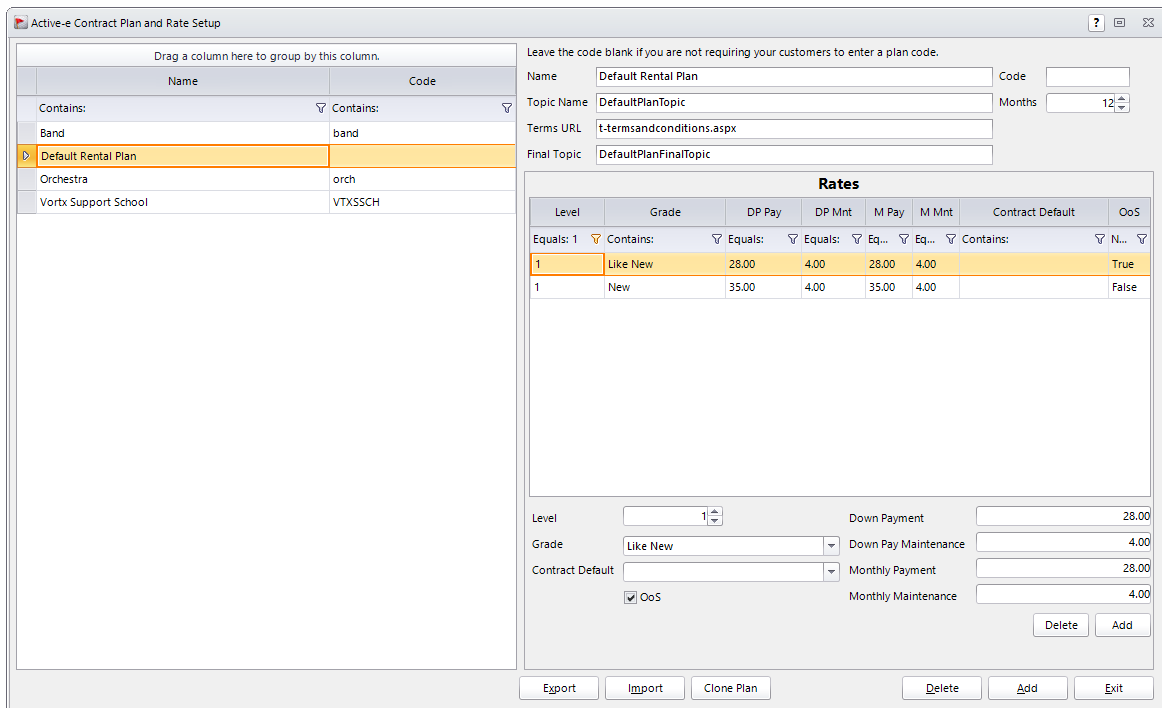 Set up Rental Contracts in AIM