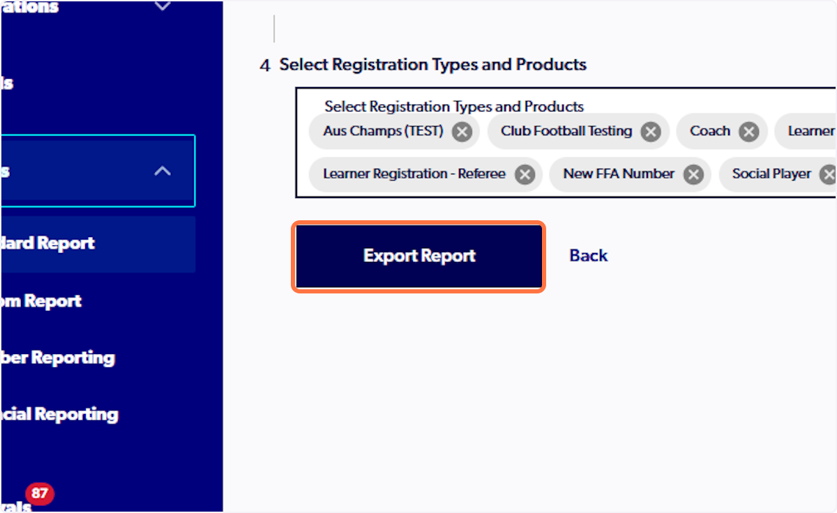 Click on Export Report