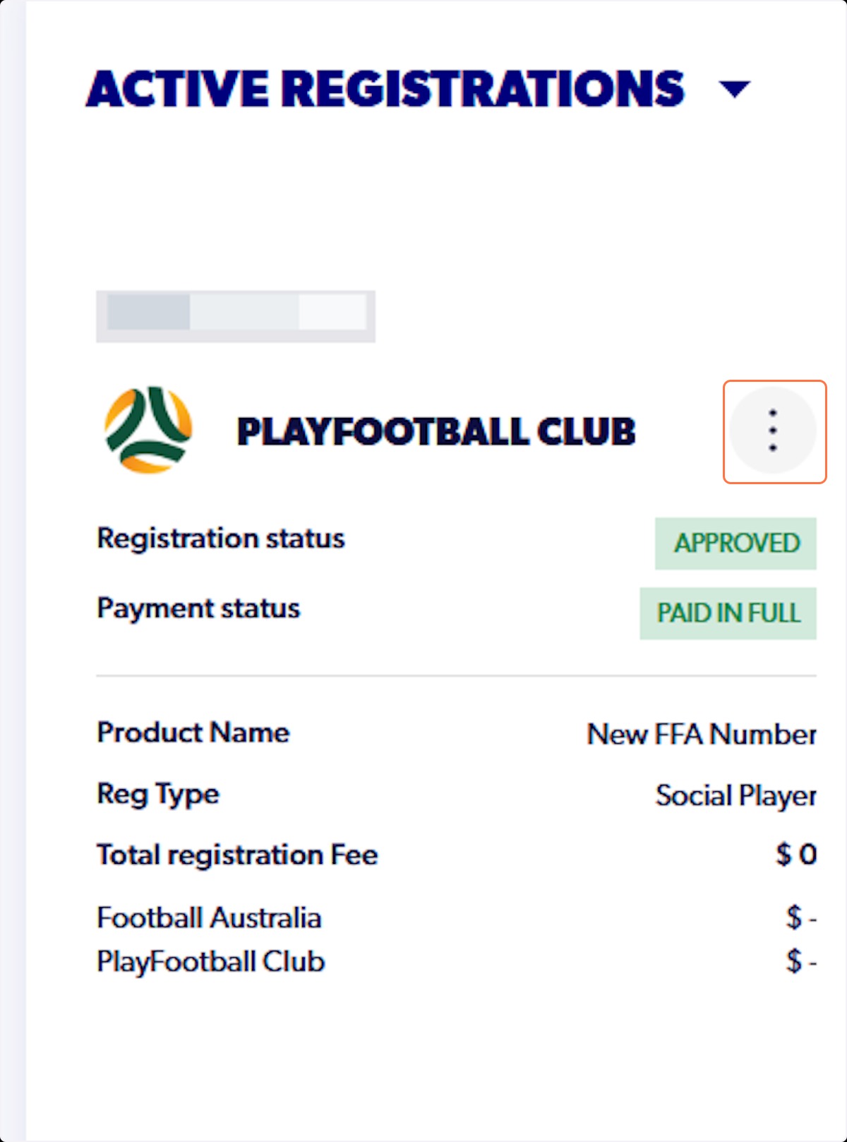 Click on the three dots on the right hand side of your registration