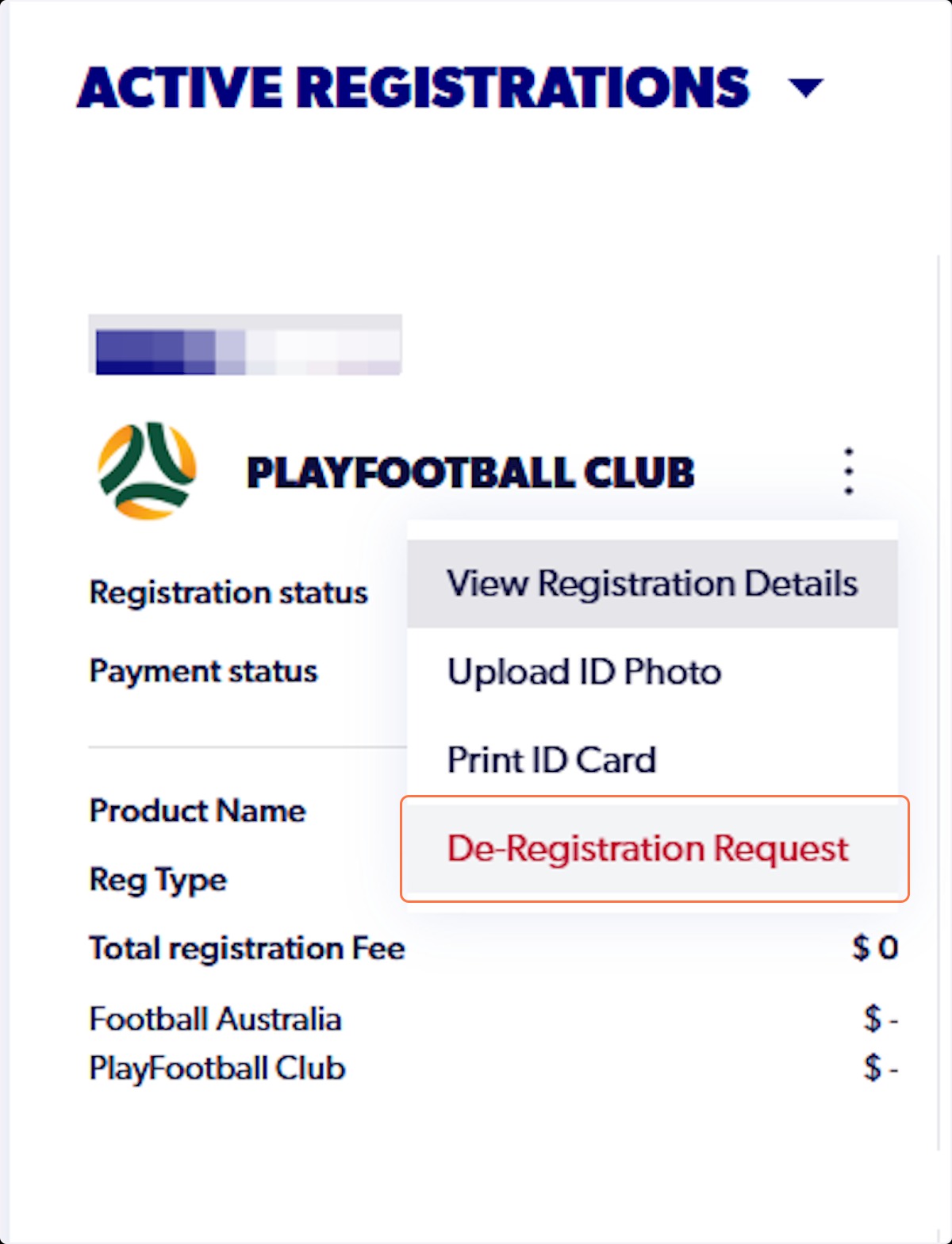 Click on De-Registration Request