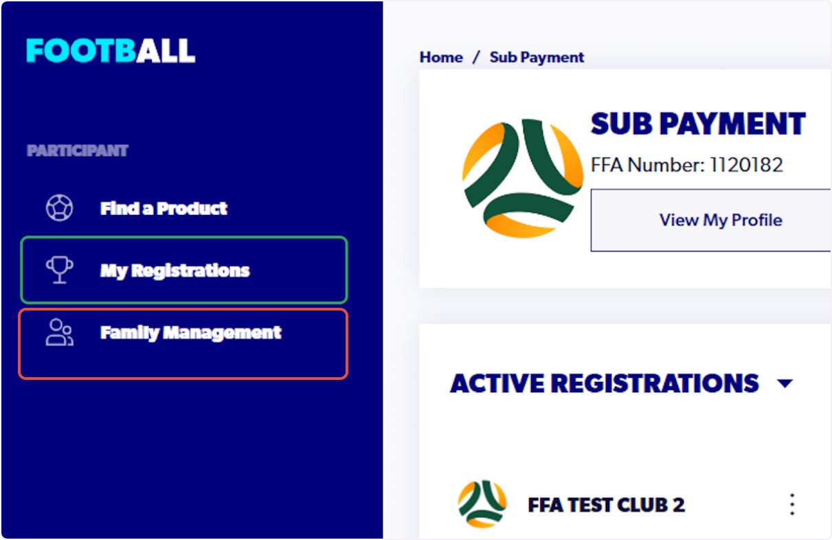 Click on "My Registrations"