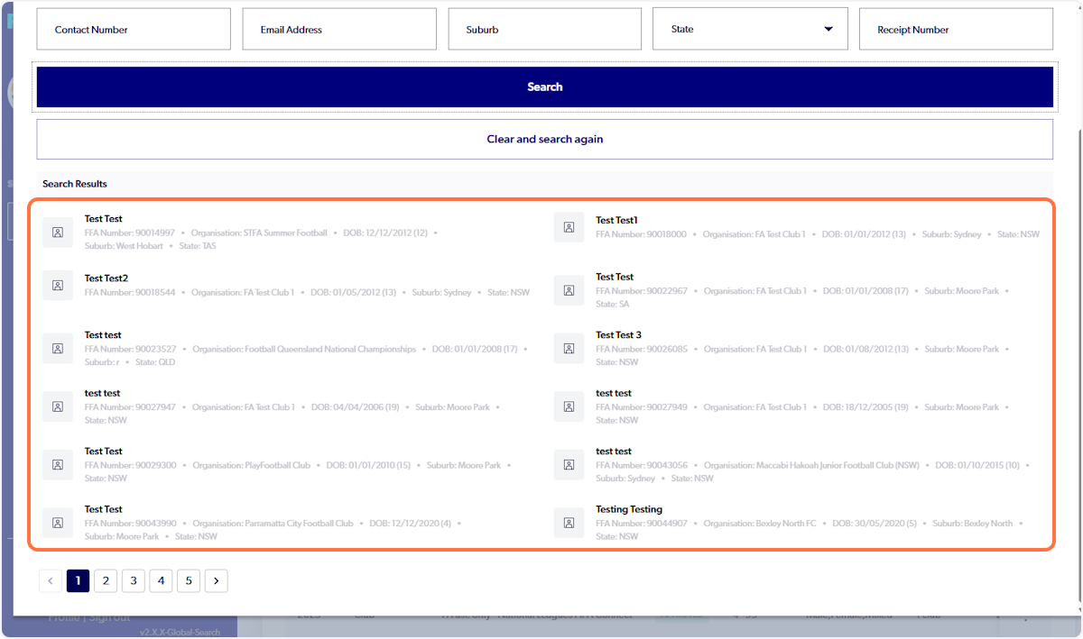 Results will appear to take you to Participants profile