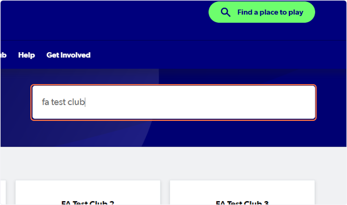 Type in your club name and click on the club