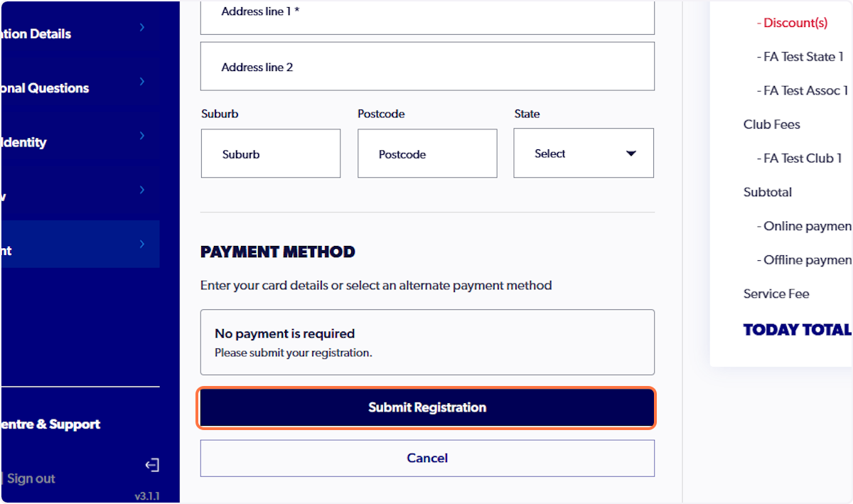 Click on Submit Registration
