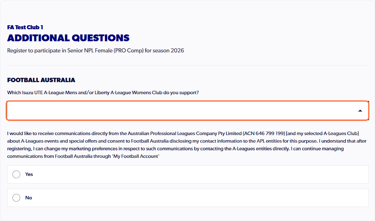 Answer any additional questions and upload your photo for match day identification
