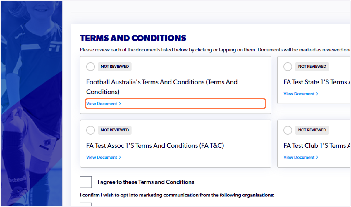Click on View Document and select the arrow to progress past each document