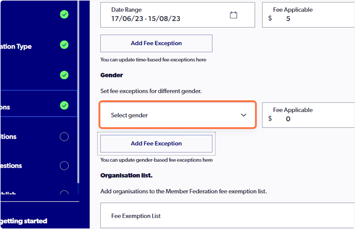 Click on ​"Select Gender"