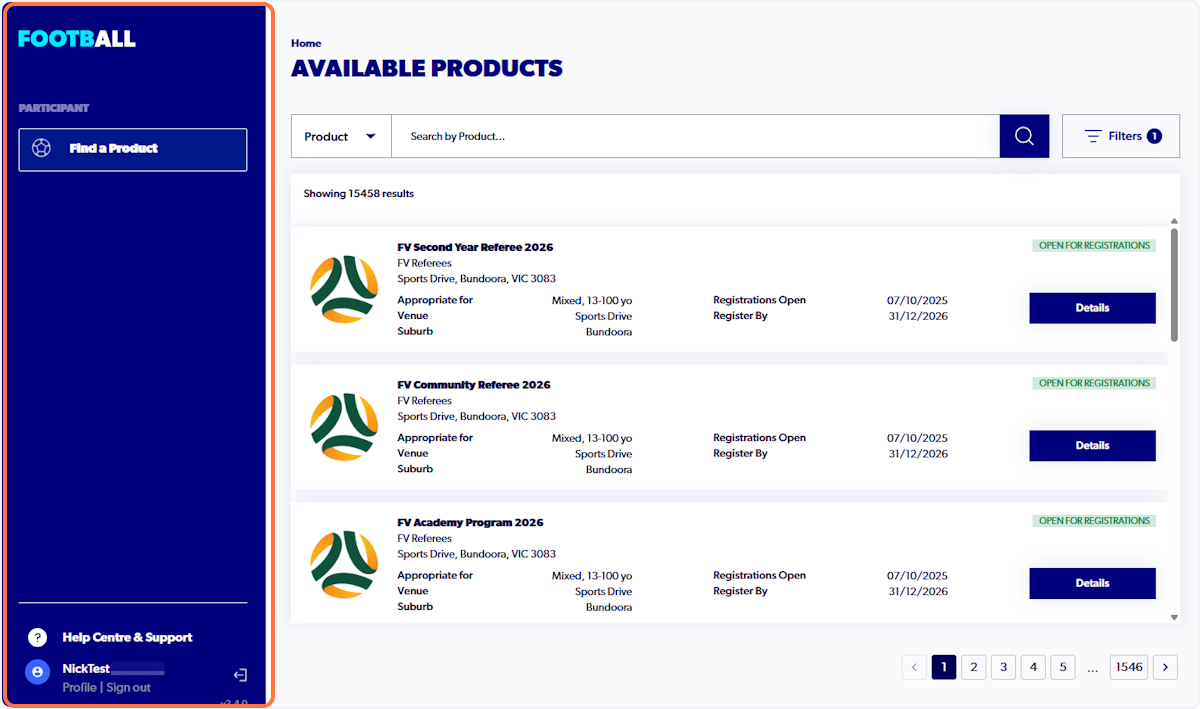 Participant account will display as the below