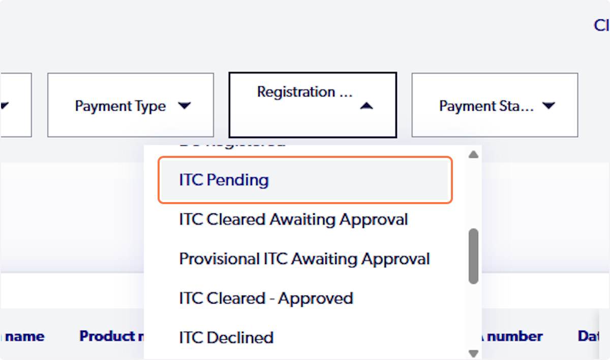 Click on ITC Pending