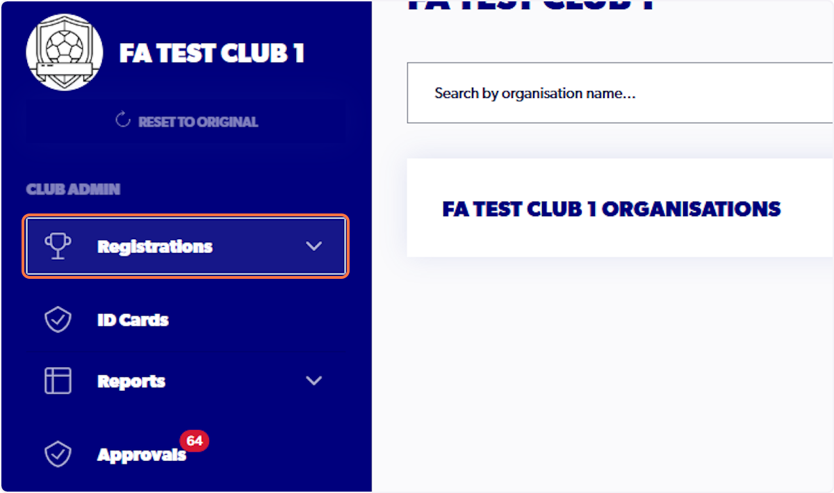 Click on Registrations