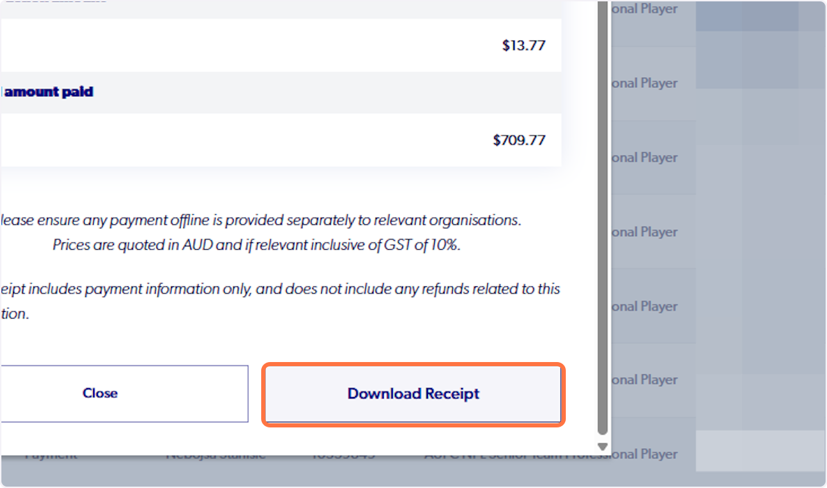 Click on Download Receipt