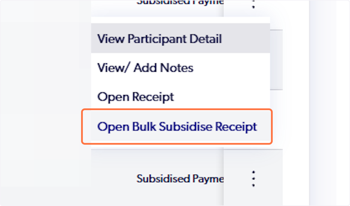 Click on Open Bulk Subsidise Receipt