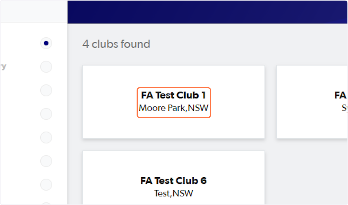 Click on the club's name