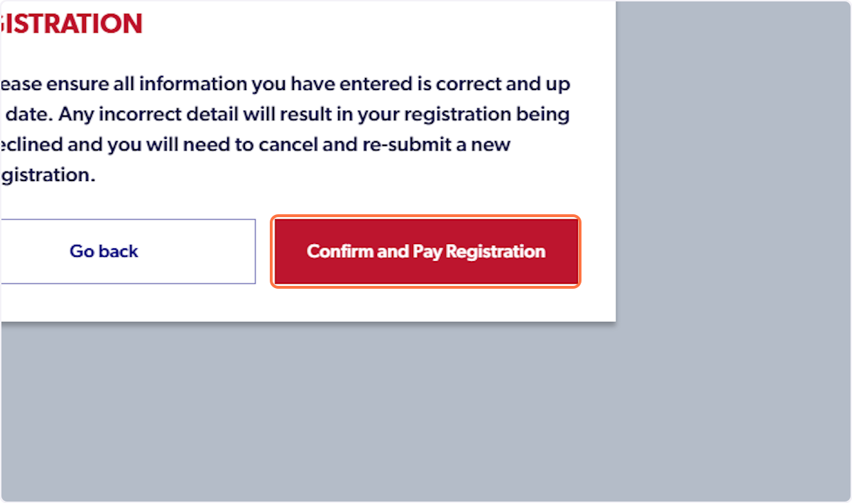 Click on Confirm and Pay Registration