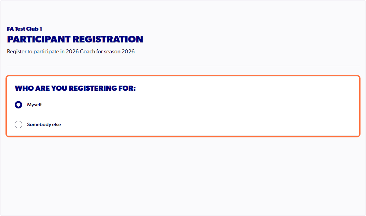 Click on who are you registering for:…