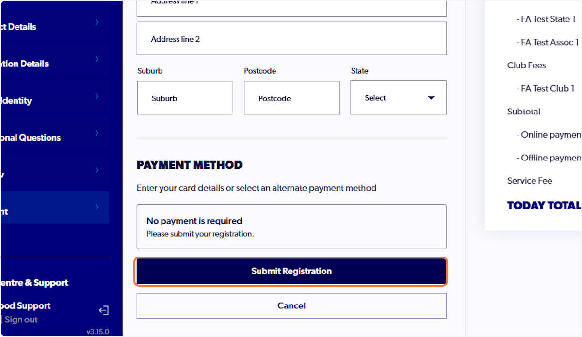Click on Submit Registration