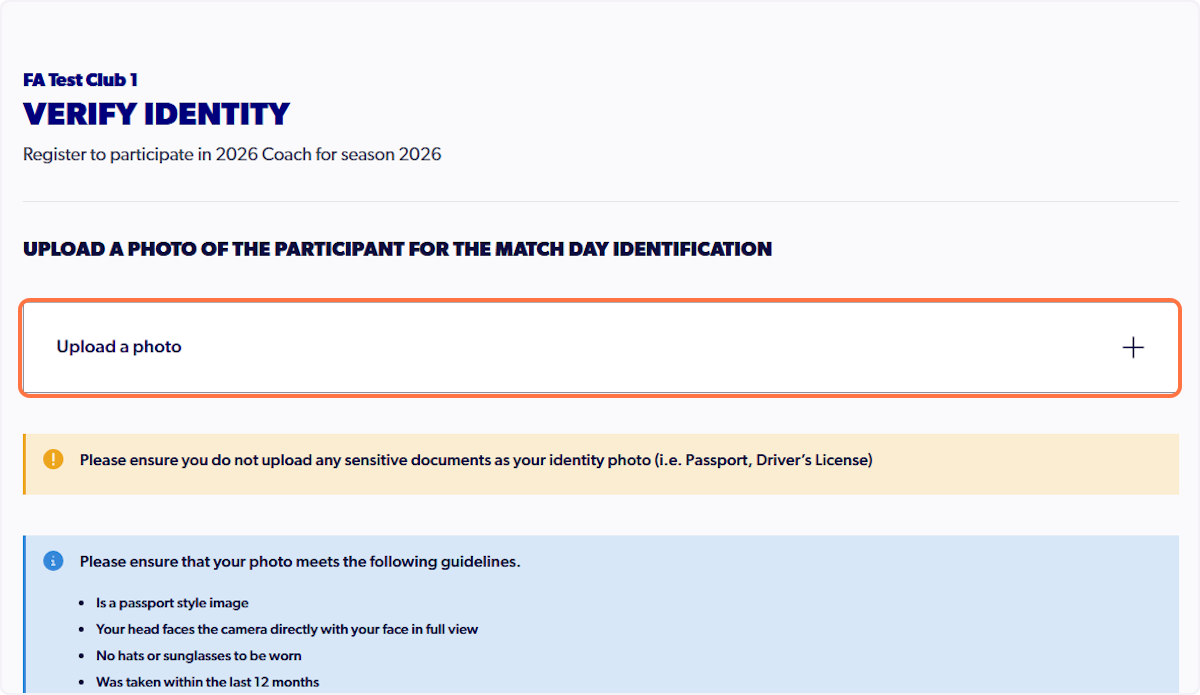 Click on Upload a photo