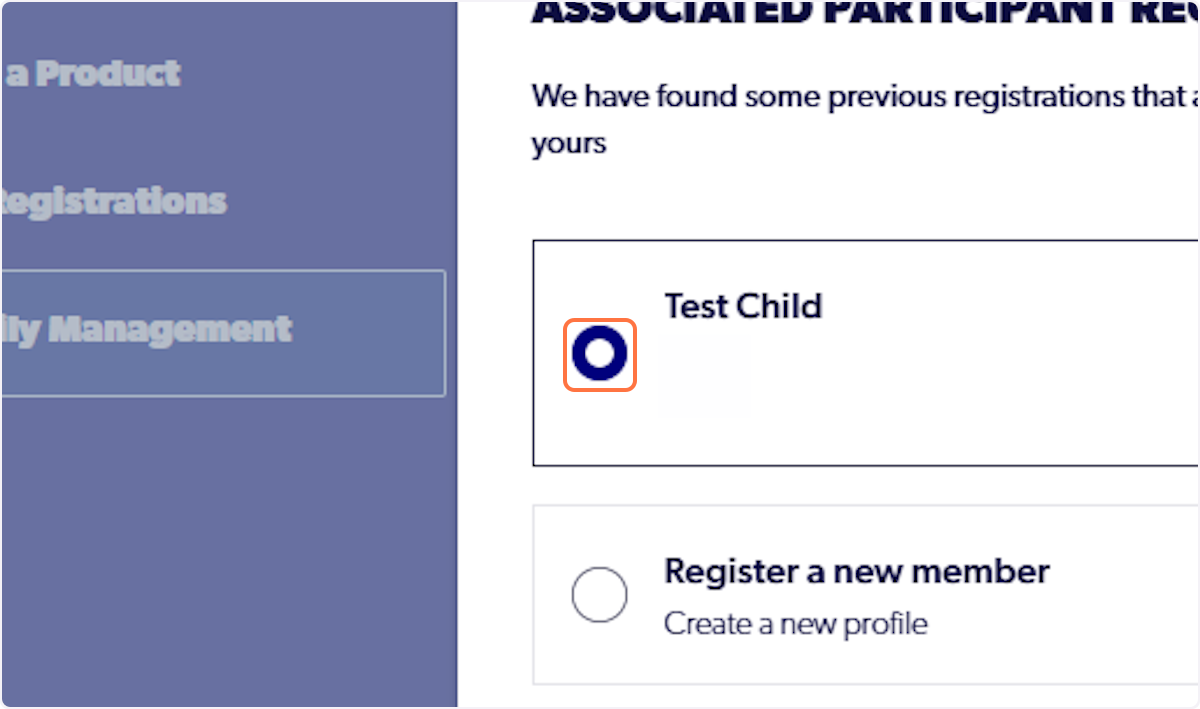 Select Test Child…