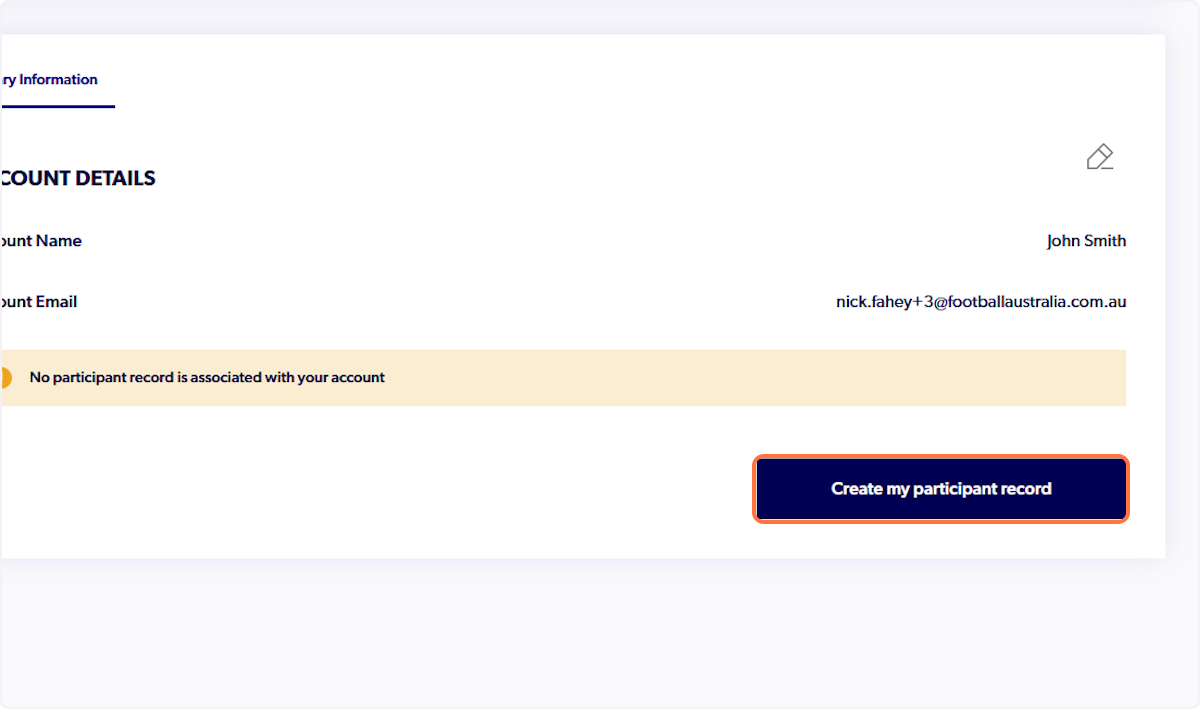 Click on Create my participant record