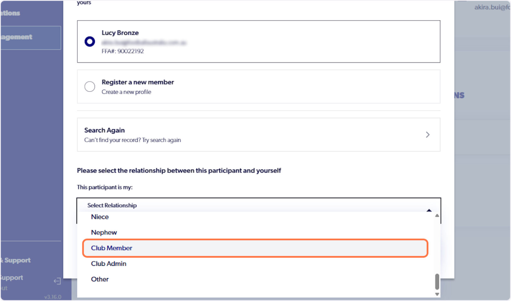 Click on Club Member